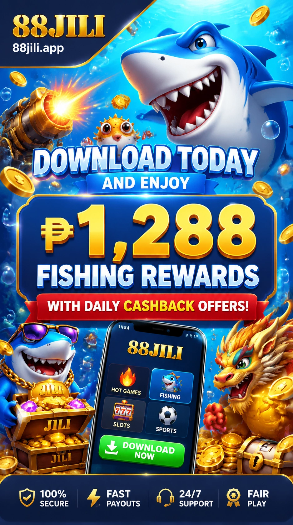 Mobile fishing game interface showing active targets and cannon controls