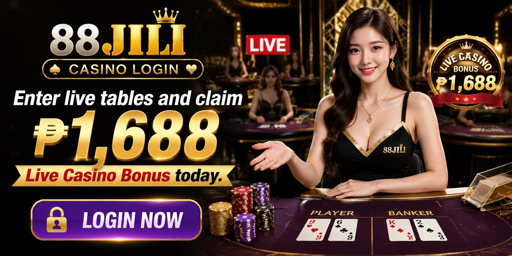 Mobile live casino interface showing a dealer room and betting area